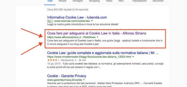 prima pagina su Google