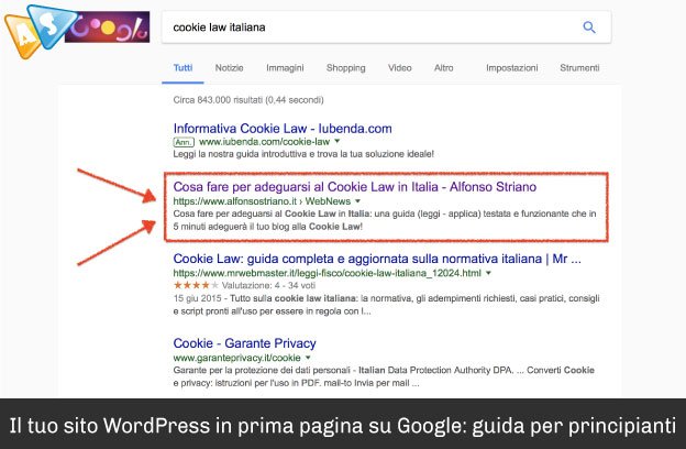 prima pagina su Google