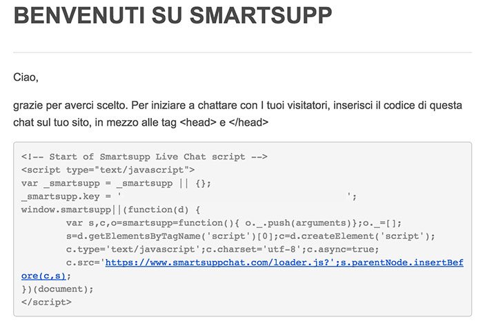 installare SMARTSUPP live chat su WordPress