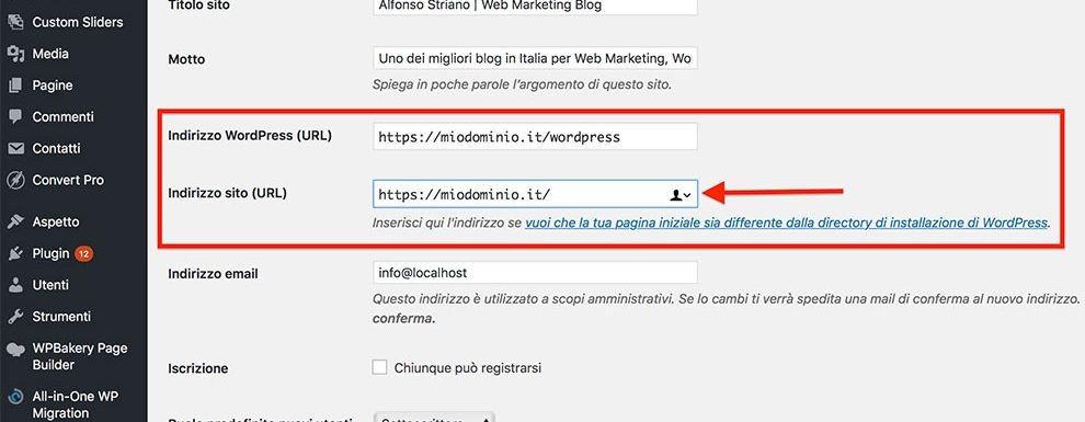 spostare WordPress da una sottocartella alla cartella principale