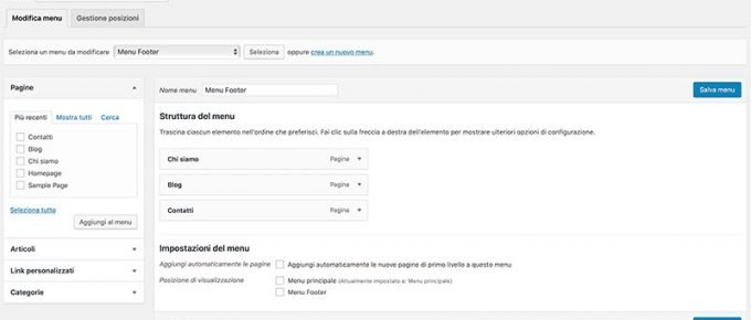menu aggiuntivo nel tuo sito WordPress