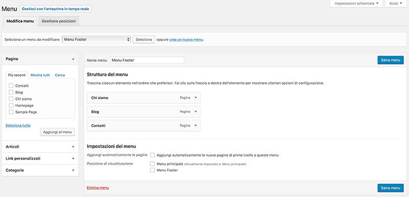 menu aggiuntivo nel tuo sito WordPress