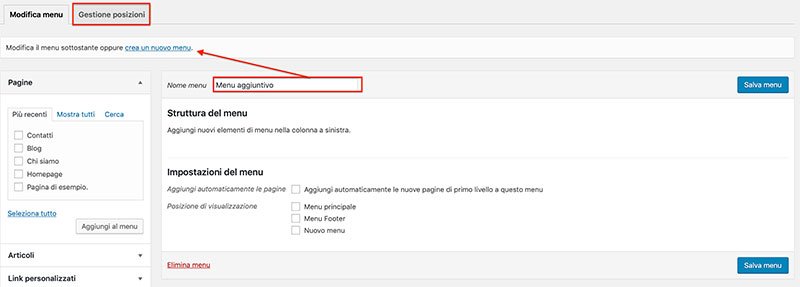 menu aggiuntivo nel tuo sito WordPress