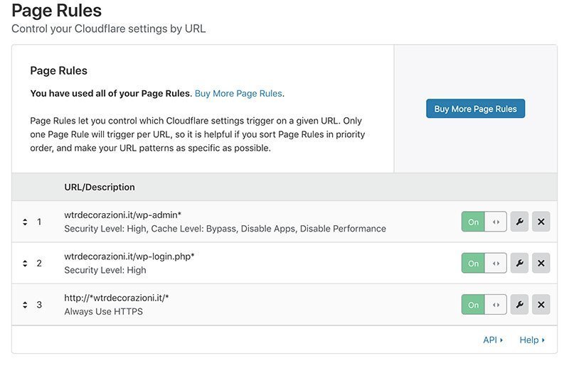 Cloudflare 3 regole