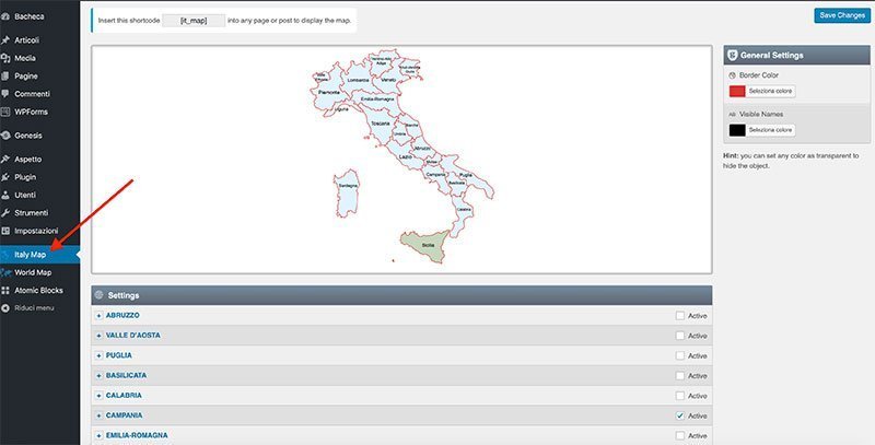 Mappa geografica interattiva italiana