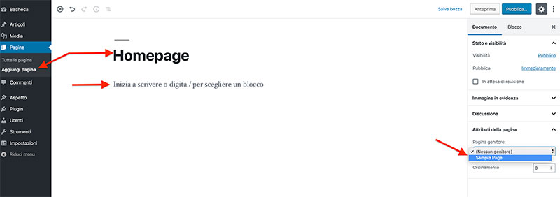 come creare la pagina Home per il tuo sito WordPress