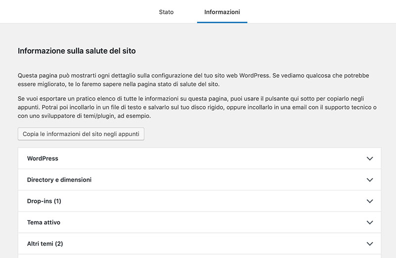 Informazioni WordPress