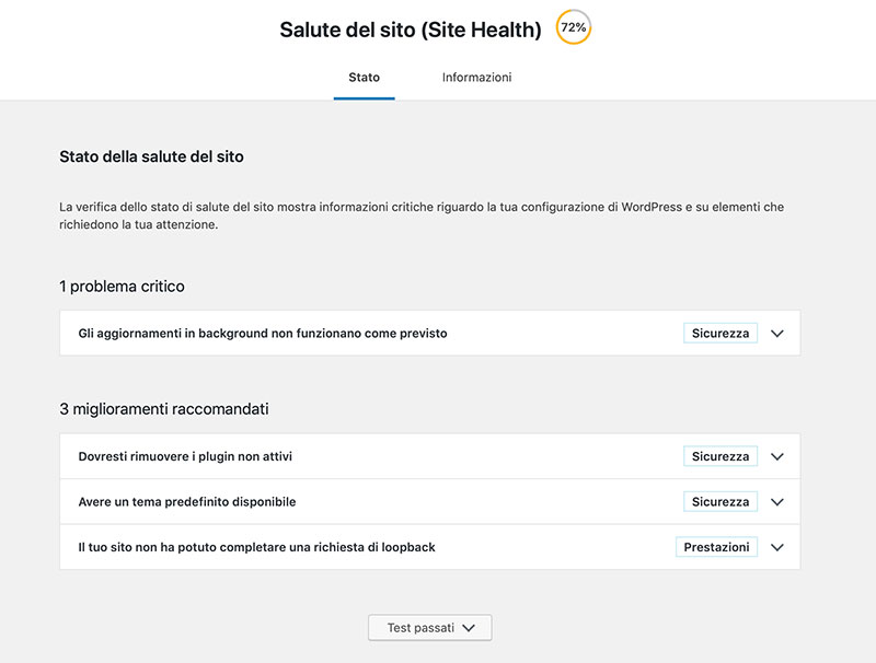 monitorare lo stato di salute del tuo sito WordPress