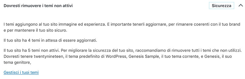 Temi inattivi WordPress