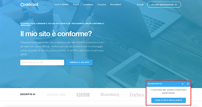 controllo automatico dei cookie