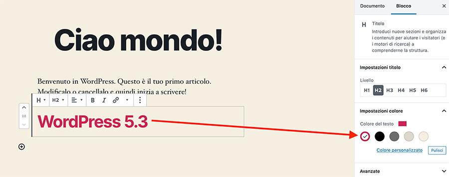 WordPress 5.3 Titoli