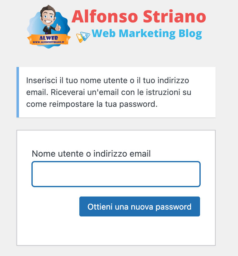 rimuovere il link Password dimenticata